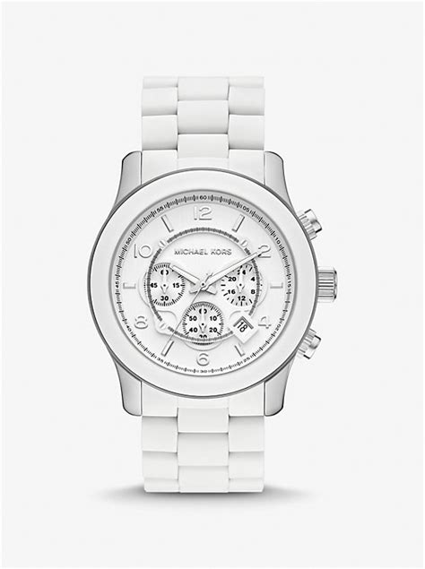 michael kors white runway watch|Michael Kors oversized watch.